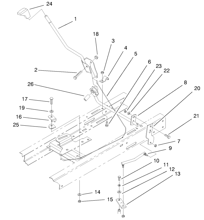 Shift Assembly Diagram and Parts List for 71188 7900001 - 7999999 Toro Lawn Tractor