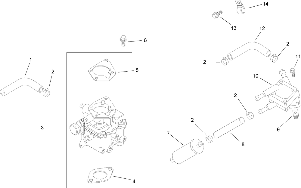 Fuel System Assembly 1 Diagram and Parts List for 74291 (280000001-280999999)(2008) Toro Lawn Mower