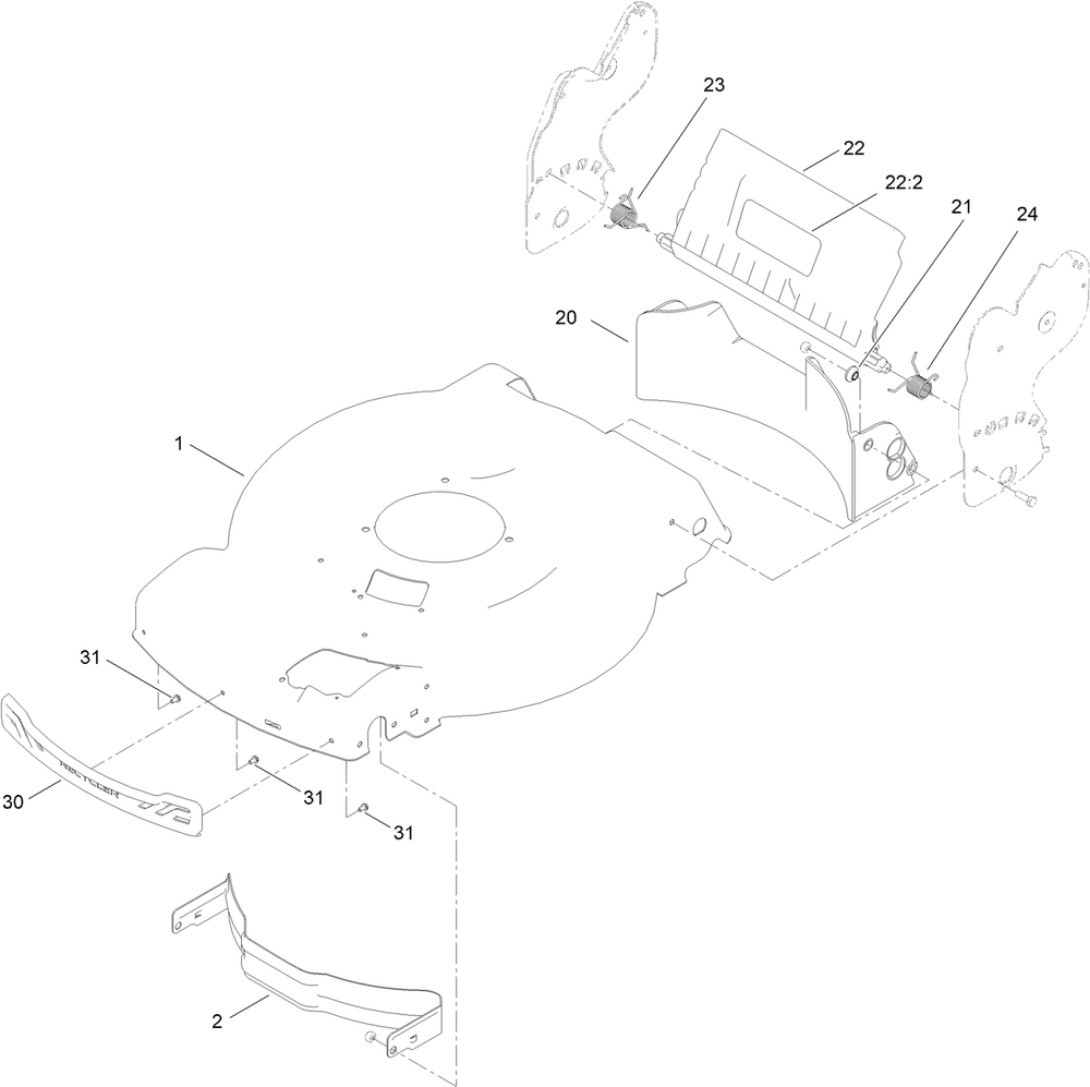 Housing Assembly Diagram and Parts List for 21445 400000000 - 411871744 Toro Lawn Mower