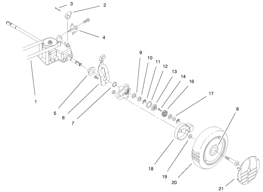 Rear Axle Assembly Diagram and Parts List for 20465 790000001 - 799999999 Toro Lawn Mower