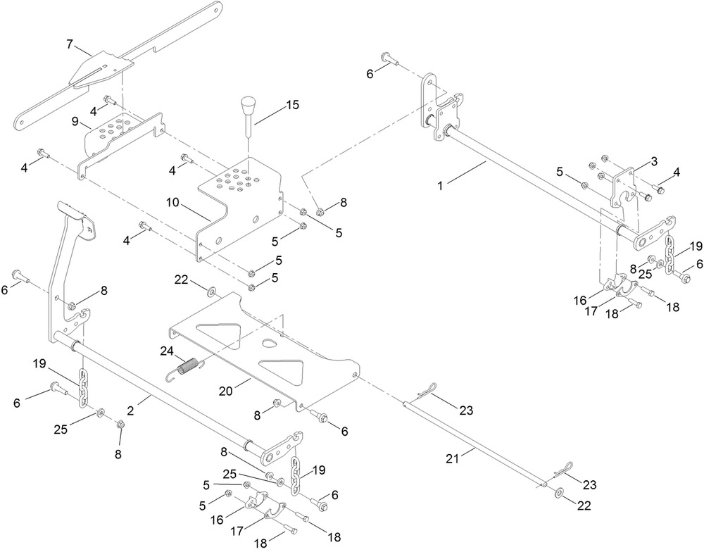 Deck Lift Assembly Diagram and Parts List for 74898 412800000 - 999999999 Toro Lawn Tractor