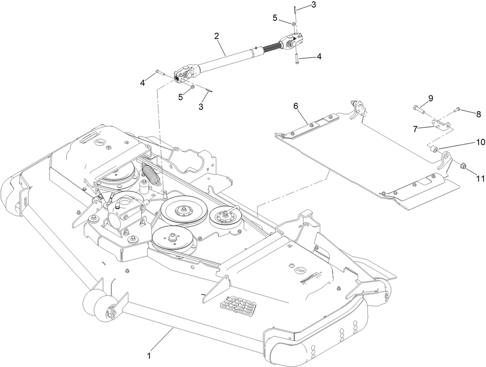 Deck, Driveshaft And Tunnel Assembly Diagram and Parts List for 72074 414000000 - 999999999 Toro Lawn Tractor