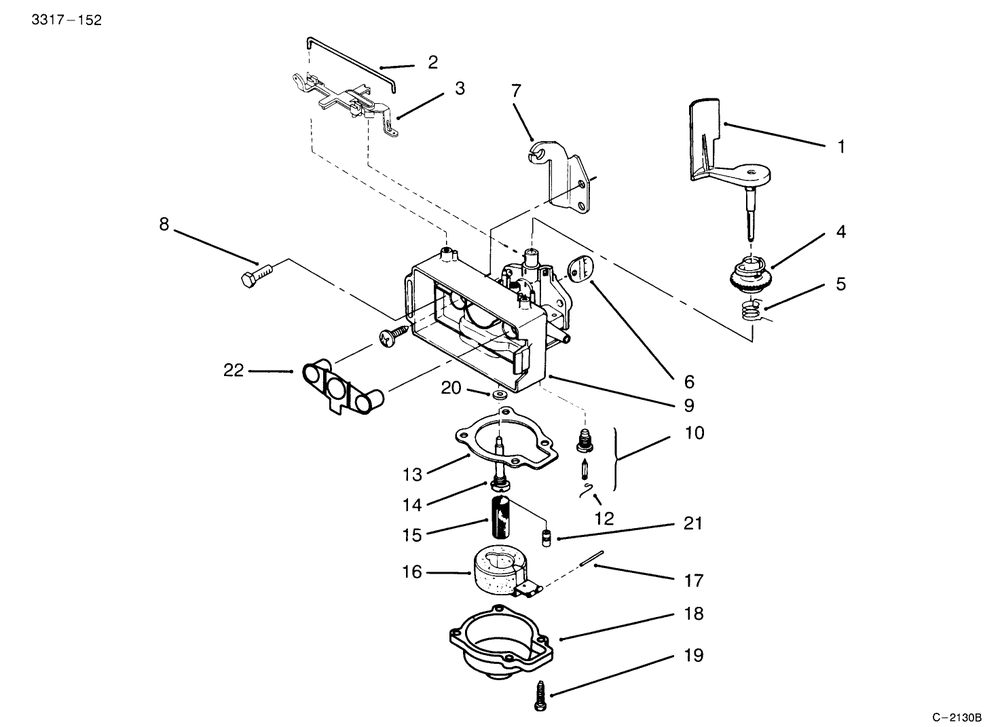Carburetor Assembly (Model No. 20441 Only) Diagram and Parts List for 20443 5900001 - 5999999 Toro Lawn Mower