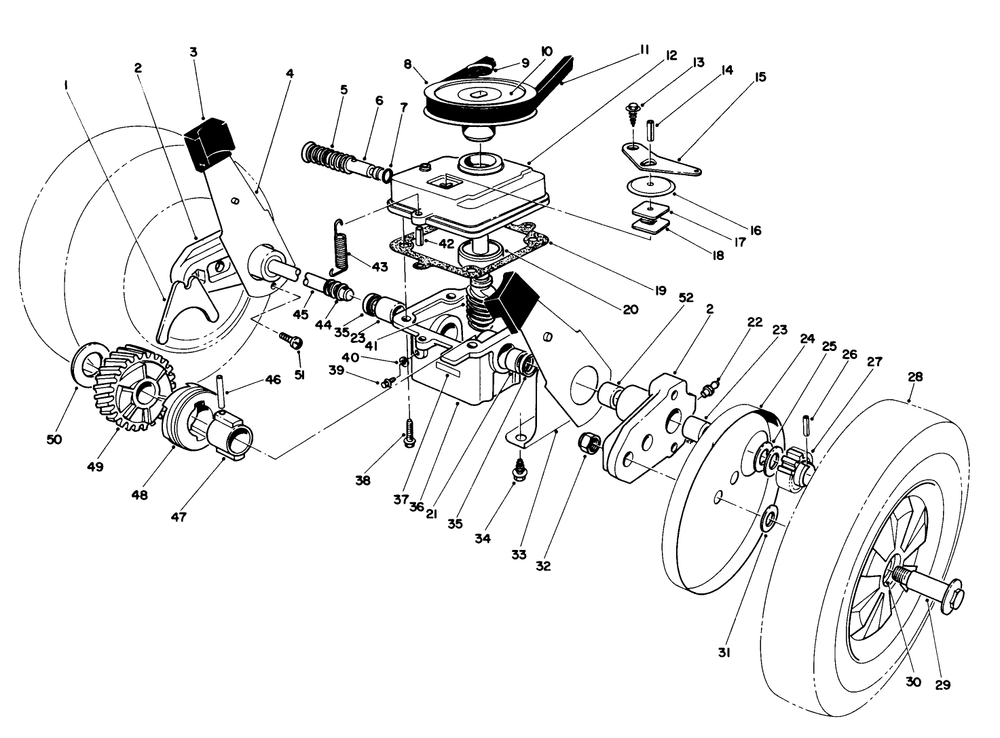 Gear Case Assembly Diagram and Parts List for 16785 0000001 - 0999999 Toro Lawn Mower
