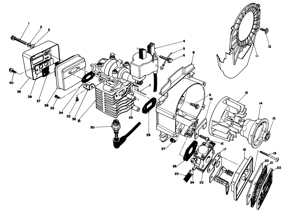 Engine Assembly Diagram and Parts List for 51603 2000001 - 2999999 Toro Trimmer