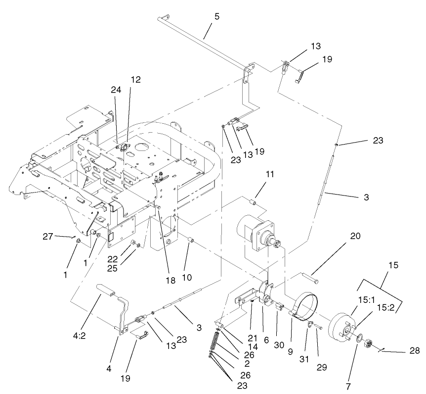 Brake And Wheel Hub Assembly Diagram and Parts List for 74231 (230000001-230006000)(2003) Toro Lawn Mower