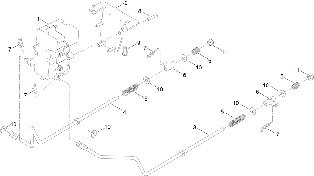 Parking Brake Assembly Diagram and Parts List for 75760W 407200000 - 410299999 Toro Lawn Tractor