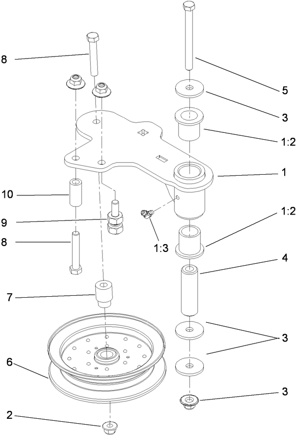Idler Assembly Diagram and Parts List for 74955CP (290000001-290999999)(2009) Toro Lawn Mower
