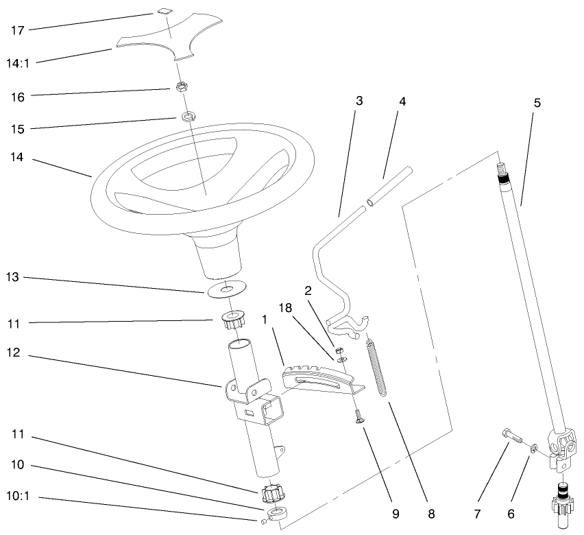 Manual Steering And Tilt Assembly Diagram and Parts List for 73540 8900001 - 8999999 Toro Lawn Tractor
