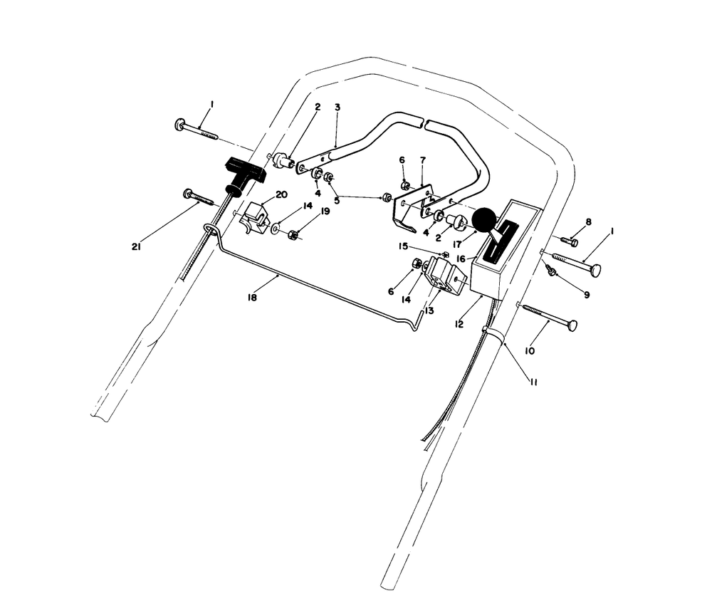 Control Assembly Diagram and Parts List for 20581 7000001 - 7999999 Toro Lawn Mower
