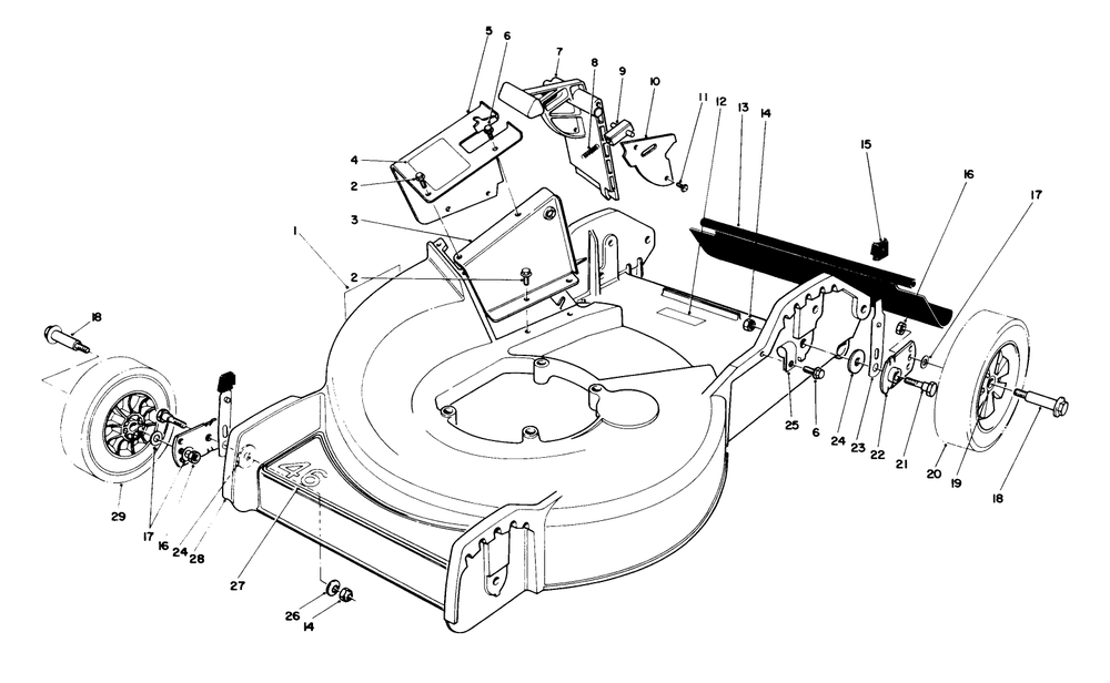 Housing Assembly Diagram and Parts List for 20564C 7000001 - 7999999 Toro Lawn Mower