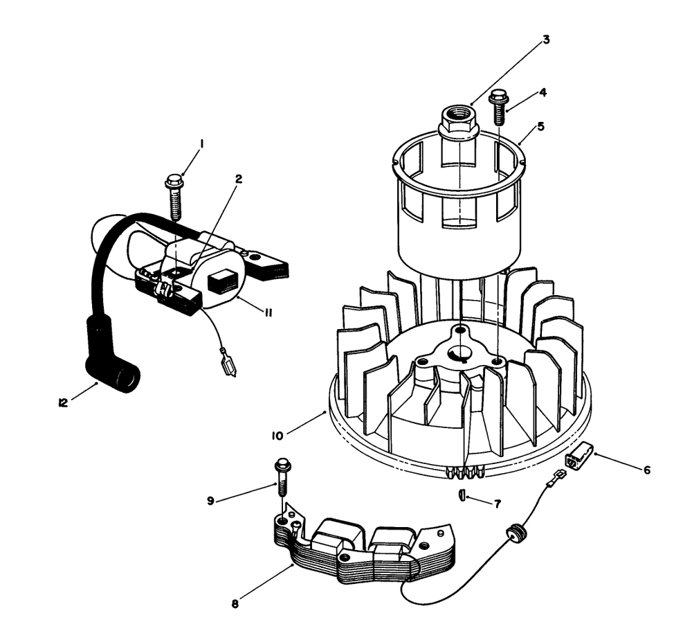 Magneto & Flywheel Assembly (Engine No. Vmm1-3) Diagram and Parts List for 26625B 3900001 - 3999999 Toro Lawn Mower
