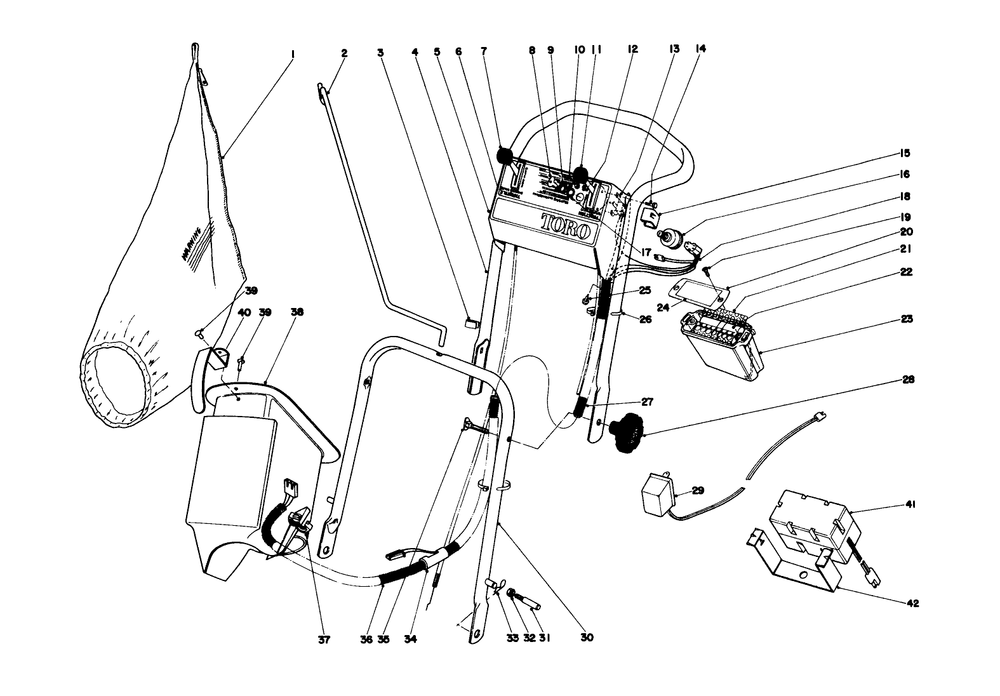 Handle Assembly Model No. 21711 Diagram and Parts List for 21711 6000001 - 6999999 Toro Lawn Mower