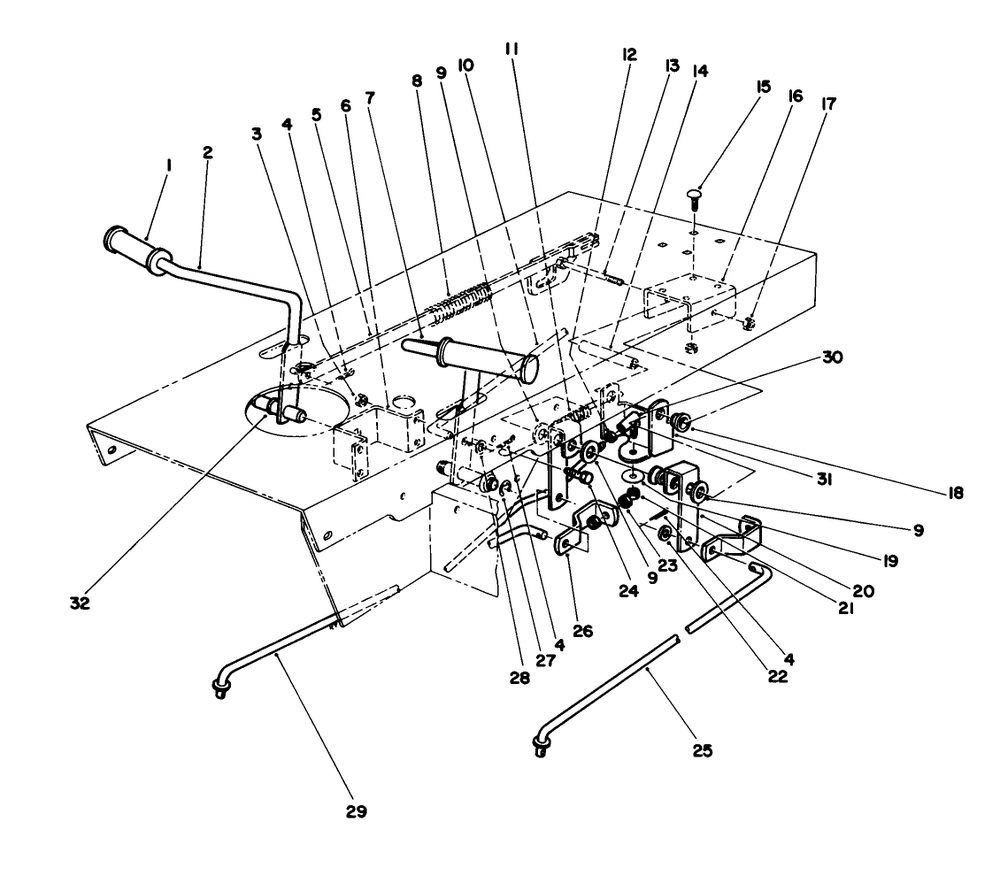 Brake & Clutch Pedal Assembly Diagram and Parts List for 55600 9000001 - 9999999 Toro Lawn Tractor