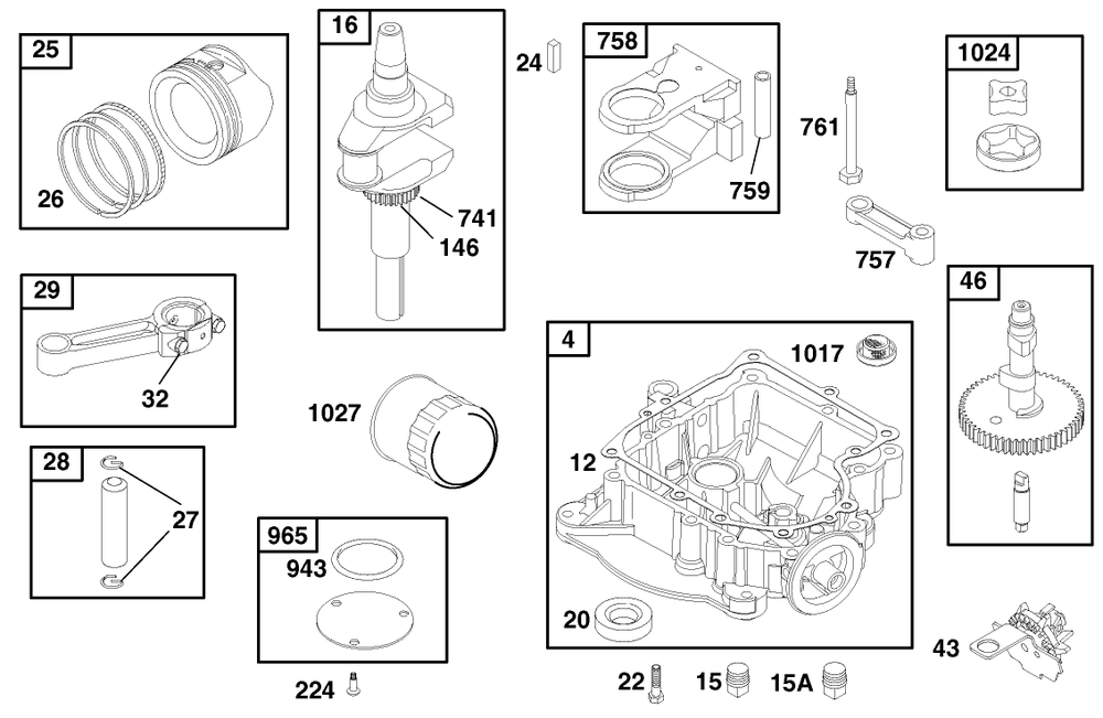 Engine Briggs & Stratton Model 28q777-0690-E1 Diagram and Parts List for 71221 9900001 - 9999999 Toro Lawn Tractor