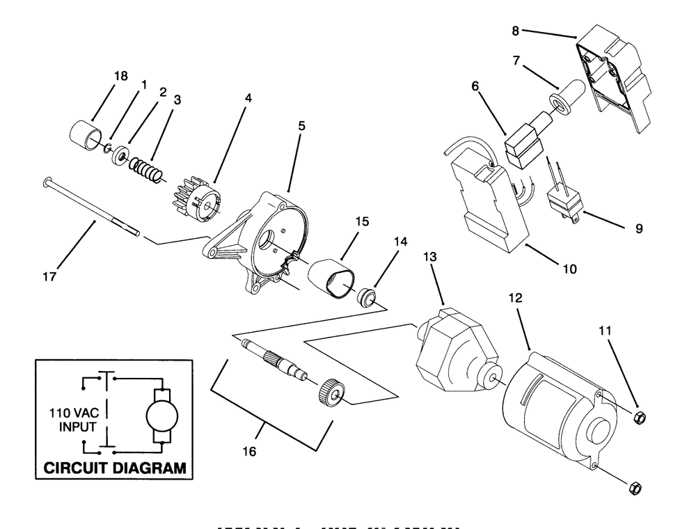 Starter Motor Assembly (Model 38176 Only) Diagram and Parts List for 38176 4900001 - 4999999 Toro Snow Blower