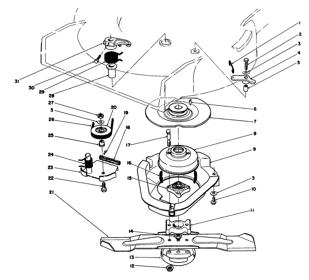 Blade Brake Clutch Assembly Diagram and Parts List for 20684 5000001 - 5999999 Toro Lawn Mower