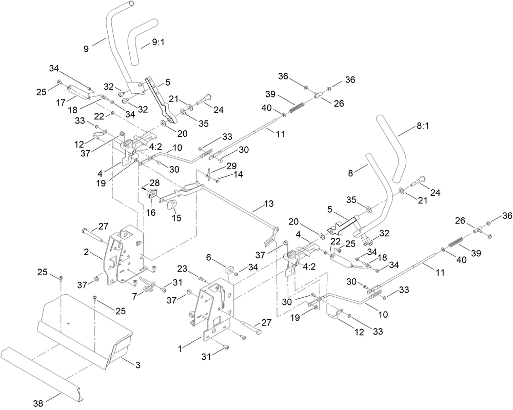 Motion Control Assembly Diagram and Parts List for 75750 409479951 - 410219308 Toro Lawn Tractor