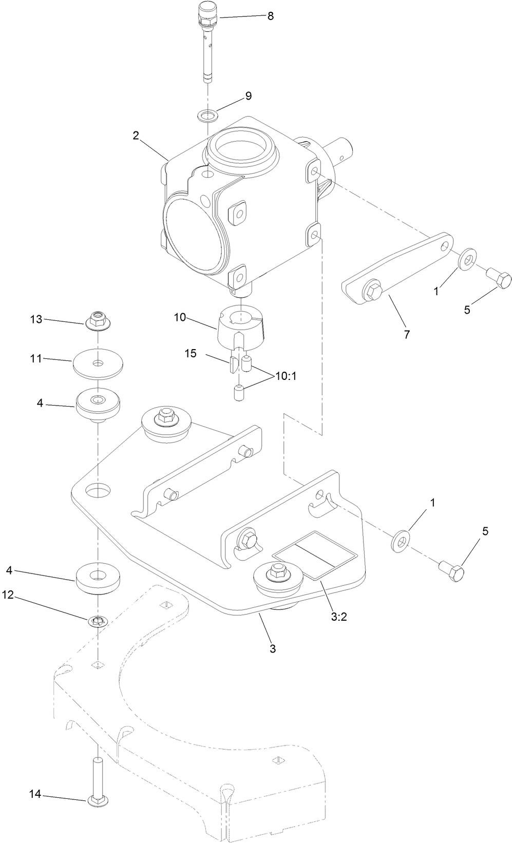 Gear Box And Mount Assembly Diagram and Parts List for 74072 403226744-404399999 Toro Lawn Mower