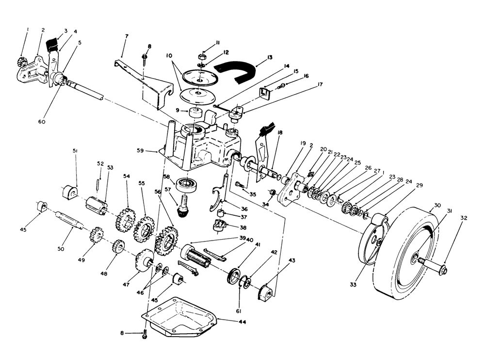 Gear Case Assembly Diagram and Parts List for 20667 0000001 - 0999999 Toro Lawn Mower