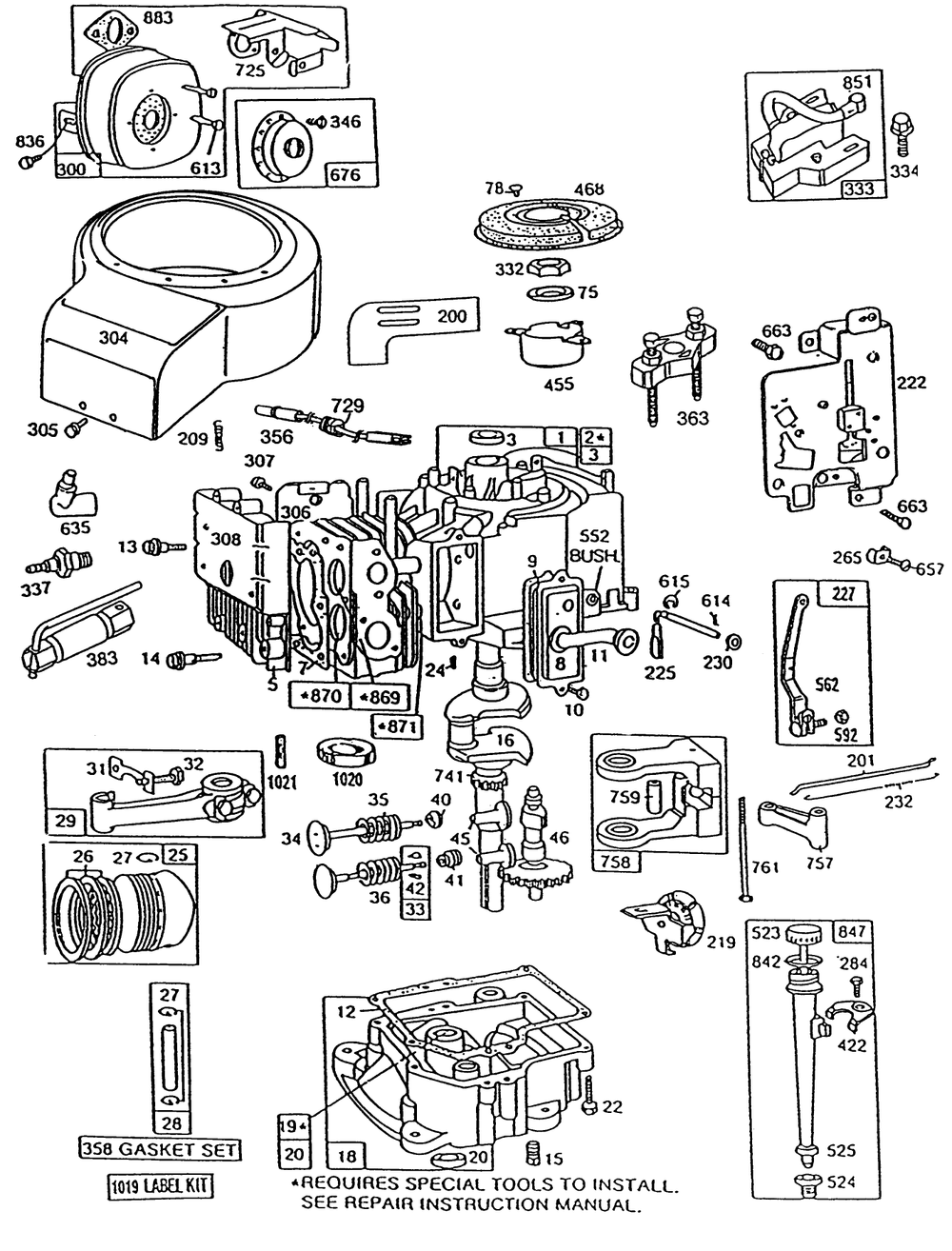 Briggs & Stratton Model No. 191707-6021-01 Diagram and Parts List for 56133 1000001 - 1999999 Toro Lawn Tractor