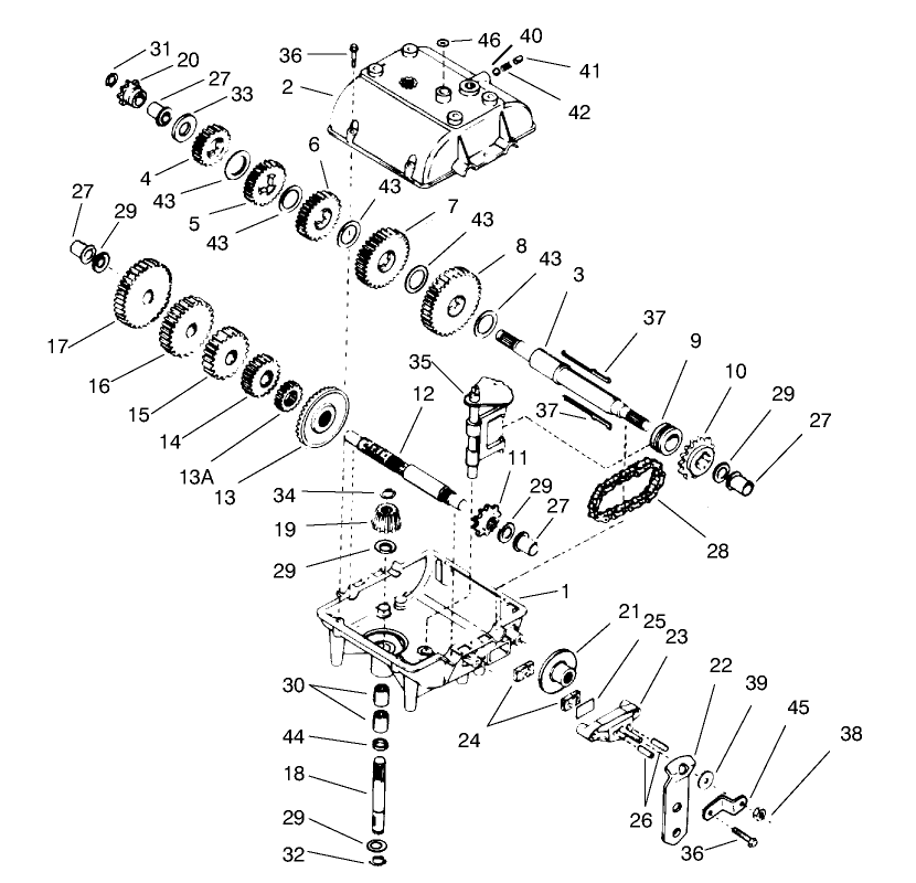Transmission Peerless Model 700-025 Diagram and Parts List for 70060 89000001 - 89999999 Toro Lawn Tractor