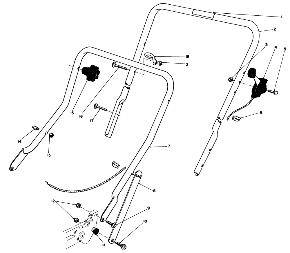 Handle Assembly Diagram and Parts List for 20588C 9000001 - 9999999 Toro Lawn Mower