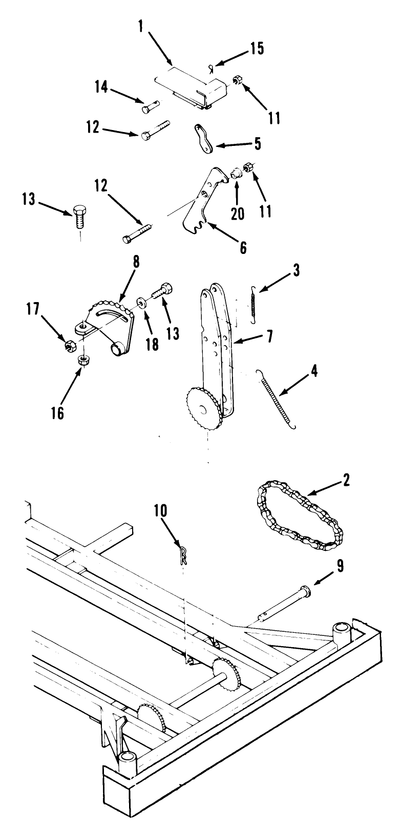 Mower Height Control Diagram and Parts List for Z1-18KE02  Toro Lawn Tractor