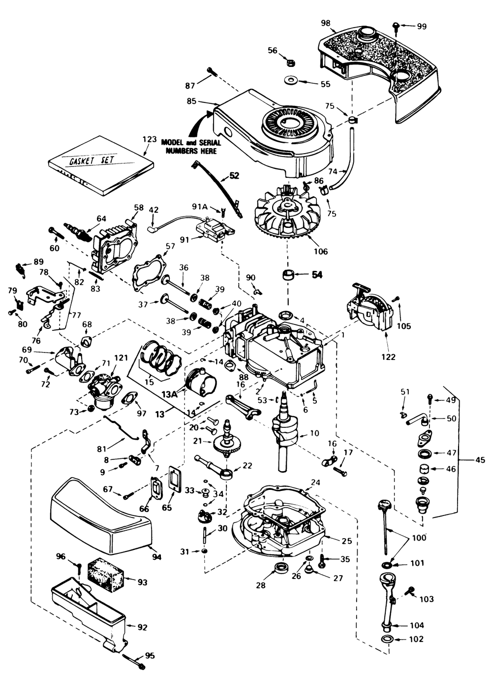 Engine Tecumseh Model No. Tnt 100-10077e Diagram and Parts List for 20810 4000001 - 4999999 Toro Lawn Mower