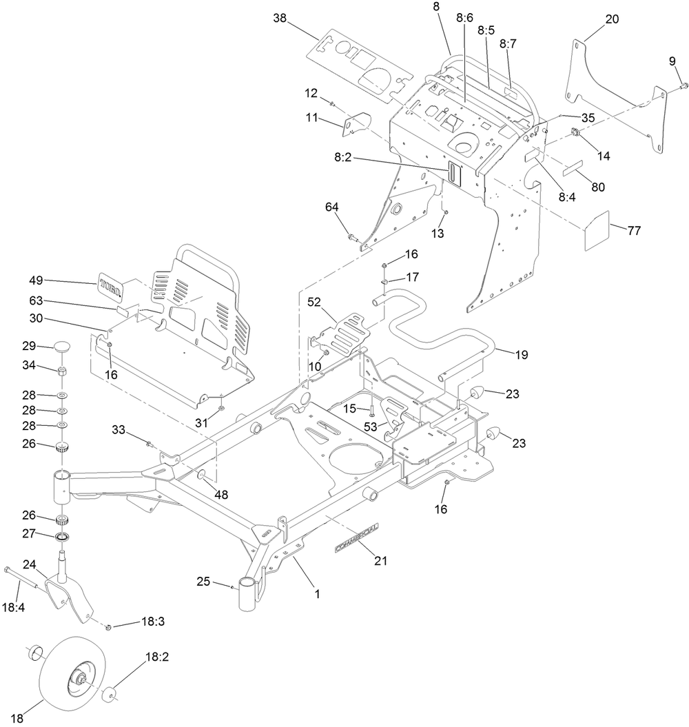 Frame Assembly Diagram and Parts List for 72513 413000000 - 414348674 Toro Lawn Mower