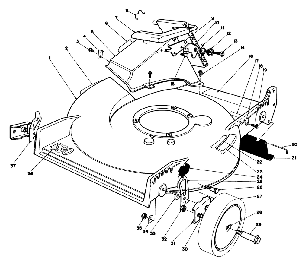 Housing Assembly Diagram and Parts List for 20582C 6000001 - 6999999 Toro Lawn Mower
