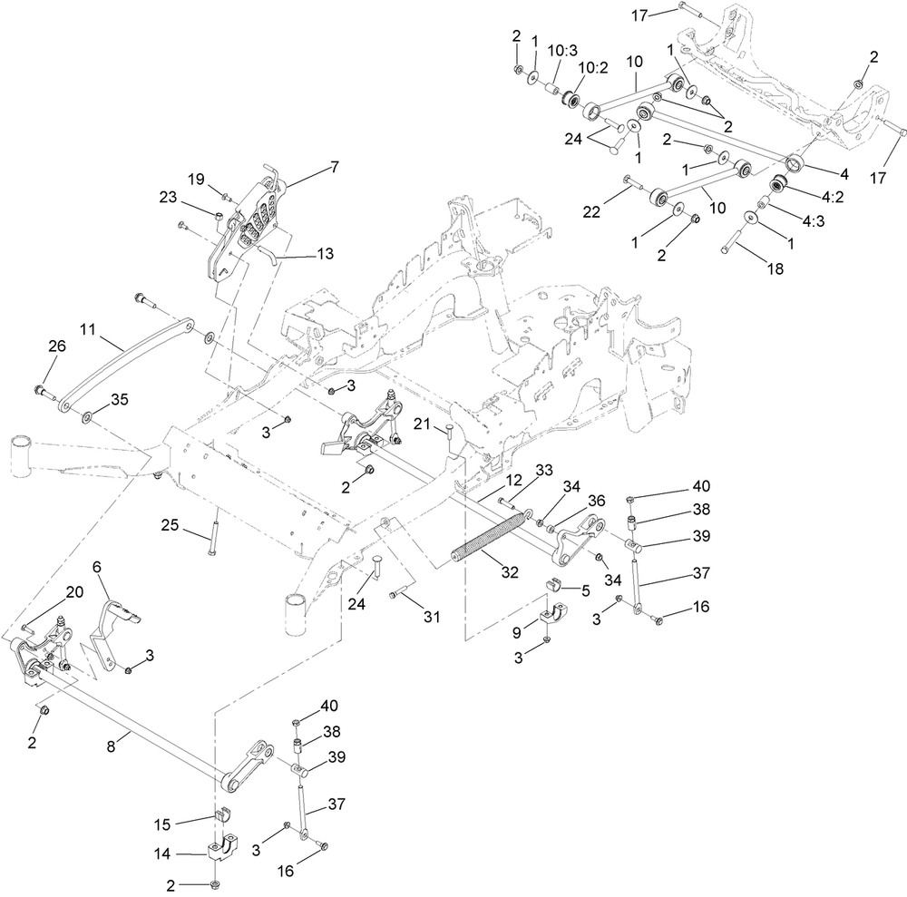 Deck Lift Assembly Diagram and Parts List for 74923TE (313000001-313999999)(2013) Toro Lawn Mower