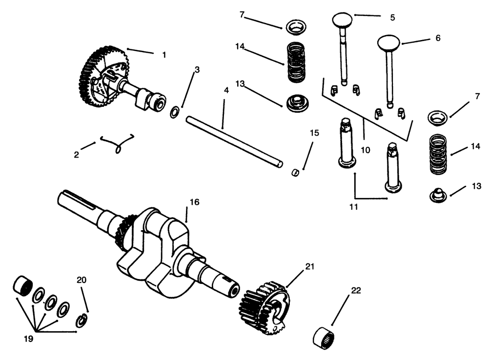 Camshaft, Crankshaft And Valves Diagram and Parts List for 73363 6900001 - 6999999 Toro Lawn Tractor