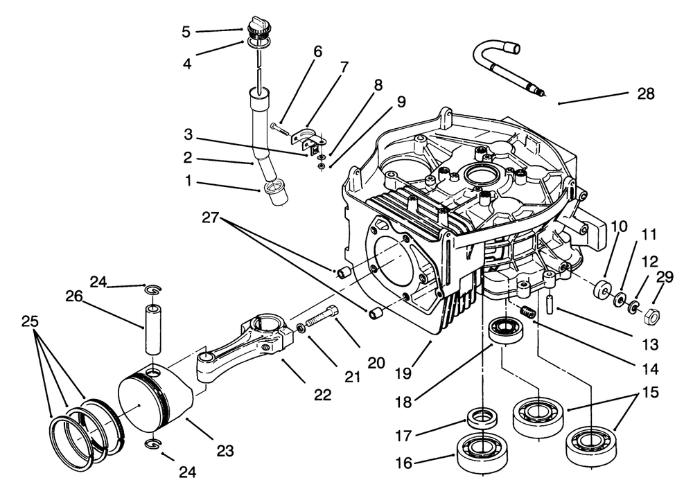 Cylinder Block Assembly Diagram and Parts List for 72041 3900001 - 3999999 Toro Lawn Tractor