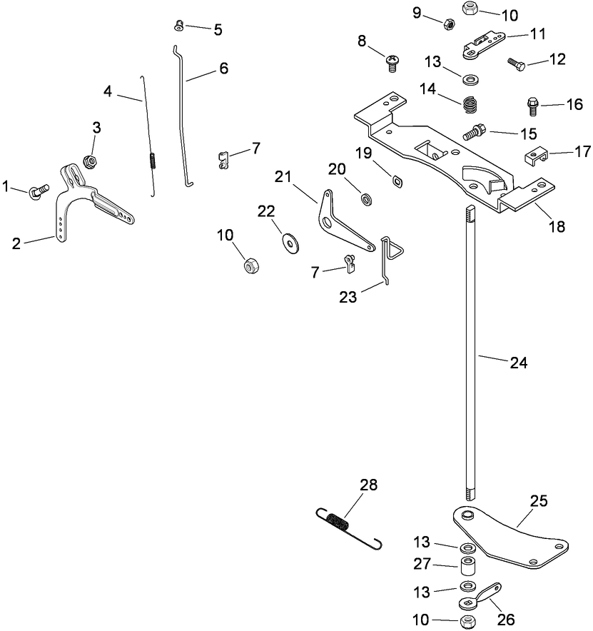 Engine Control Assembly Diagram and Parts List for 74923TE (290000001-290999999)(2009) Toro Lawn Mower