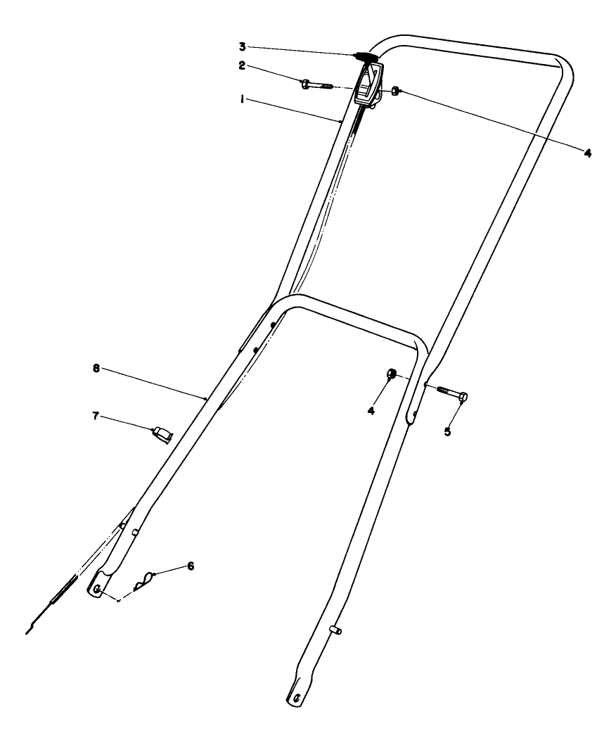 Handle Assembly Diagram and Parts List for 23022 8000001 - 8999999 Toro Lawn Mower