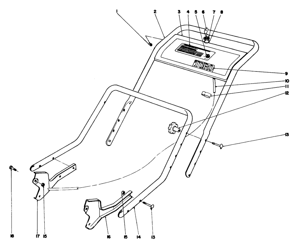 Handle Assembly Model No. 20440 Diagram and Parts List for 20440 4000001 - 4999999 Toro Lawn Mower