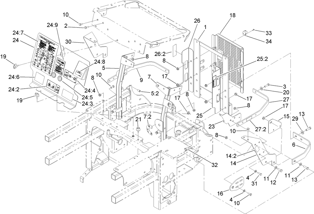 Engine Housing Assembly Diagram and Parts List for 74274 (270000001-270999999)(2007) Toro Lawn Mower