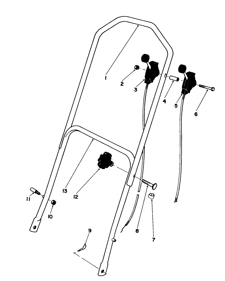 Handle Assembly Diagram and Parts List for 16297 3000001 - 3999999 Toro Lawn Mower