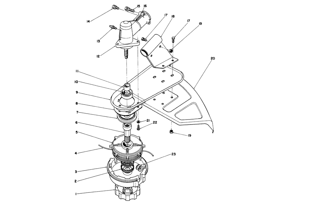 Cutter Head & Gear Box Assembly Diagram and Parts List for 51675 1000001 - 1999999 Toro Trimmer
