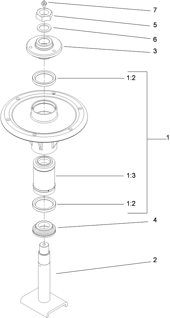 Spindle Assembly Diagram and Parts List for 74274CP (312000001-312999999)(2012) Toro Lawn Mower
