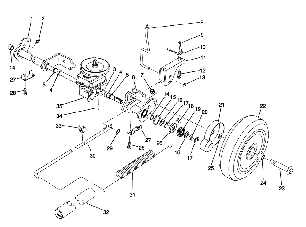 S.P. Rear Axle Assembly (Model No. 20905 Only) Diagram and Parts List for 20905B 0000001 - 0999999 Toro Lawn Mower