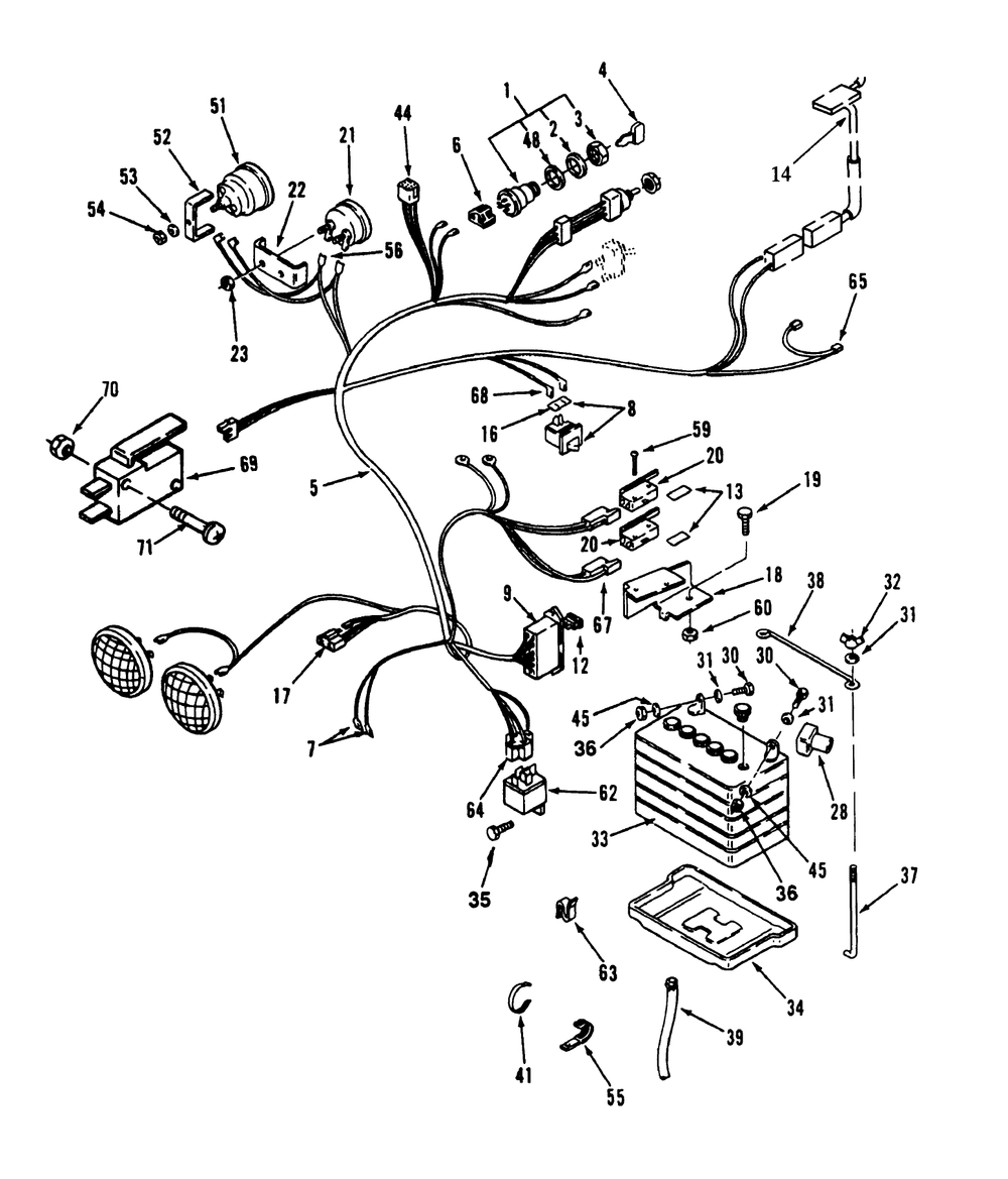 Electrical System Diagram and Parts List for 73421 3900001 - 3999999 Toro Lawn Tractor