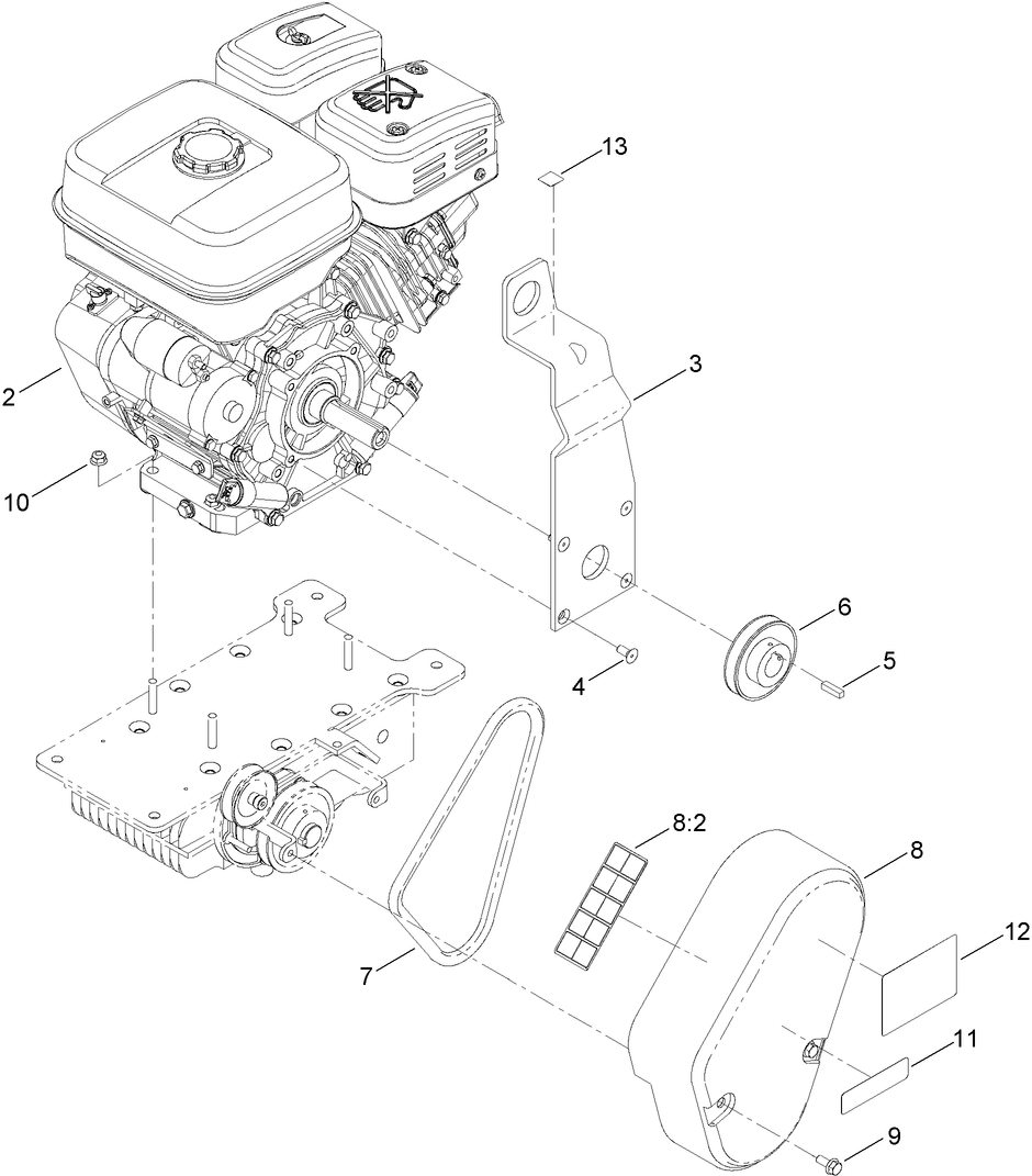 Engine Assembly Diagram and Parts List for 68051 400000000 - 401999999 Toro Cement Mixer