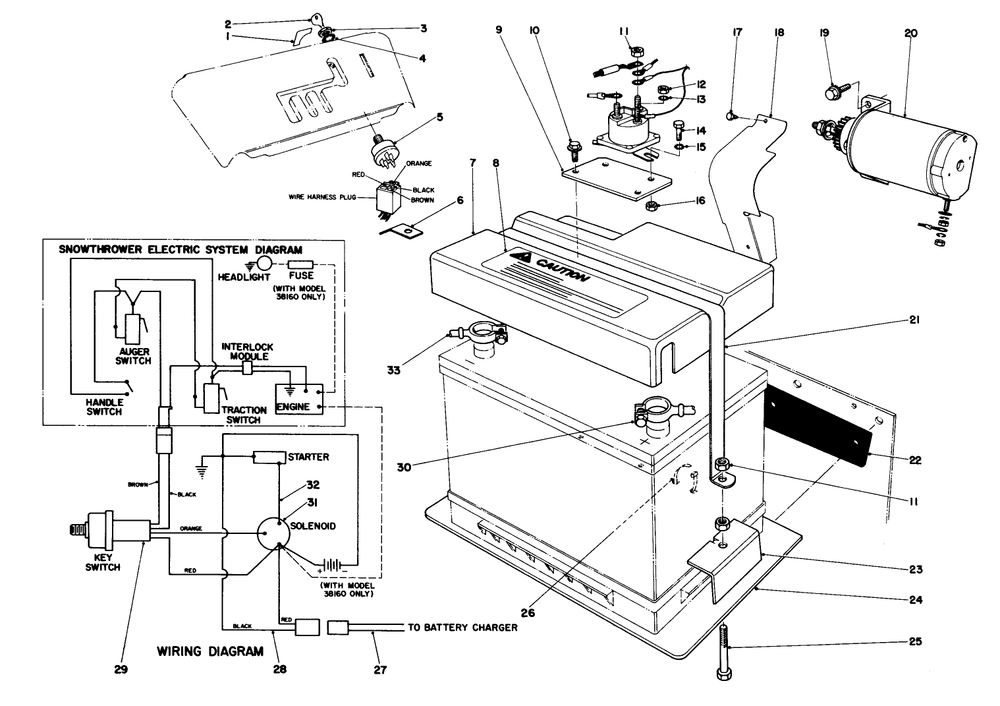 12 Volt Starting Motor Kit 42-3370 (Optional) Diagram and Parts List for 38090 6000001 - 6999999 Toro Snow Blower