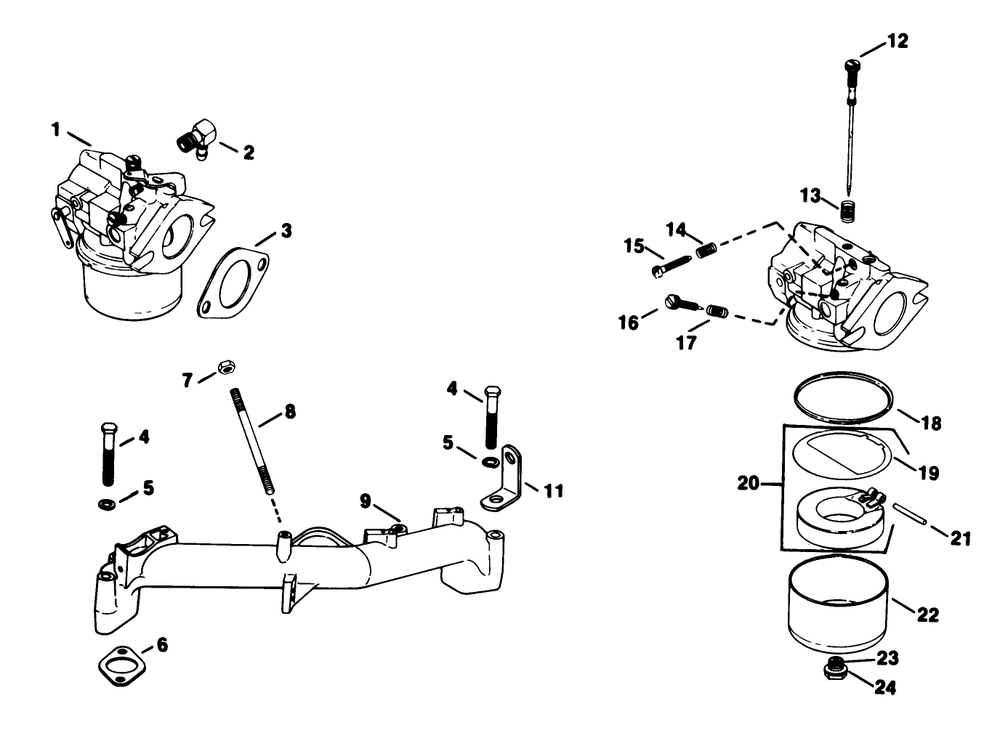 Carburetor-Engine Kohler Model No. Kt17qs Type No. 24324 Diagram and Parts List for 30754 60402 - 69999 Toro Lawn Tractor