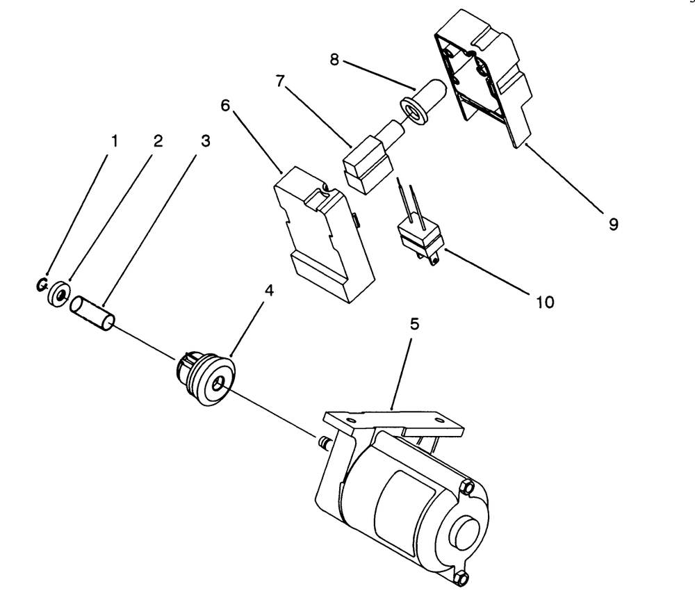 Starter Motor & Switch Housing Assembly Diagram and Parts List for 38186 3900001 - 3999999 Toro Snow Blower