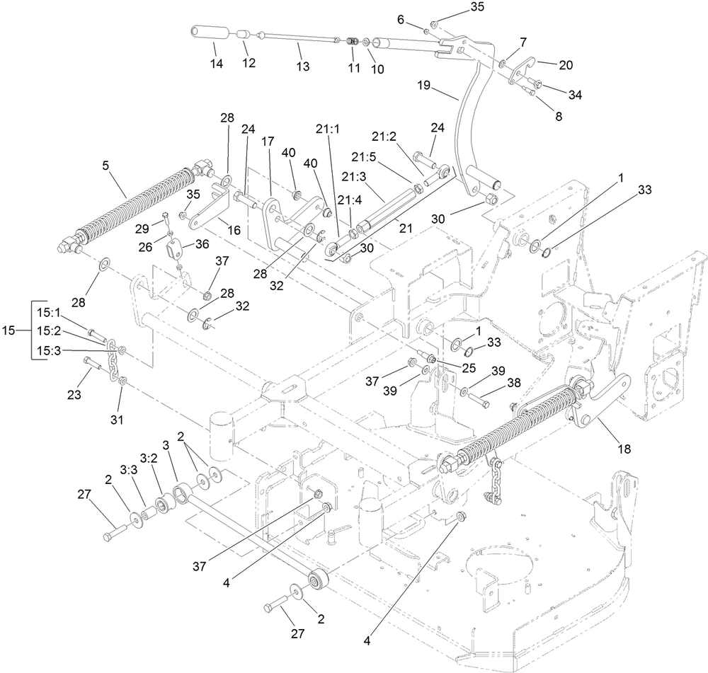 Deck Lift Assembly Diagram and Parts List for 79534 (316000001-316999999)(2016) Toro Lawn Mower