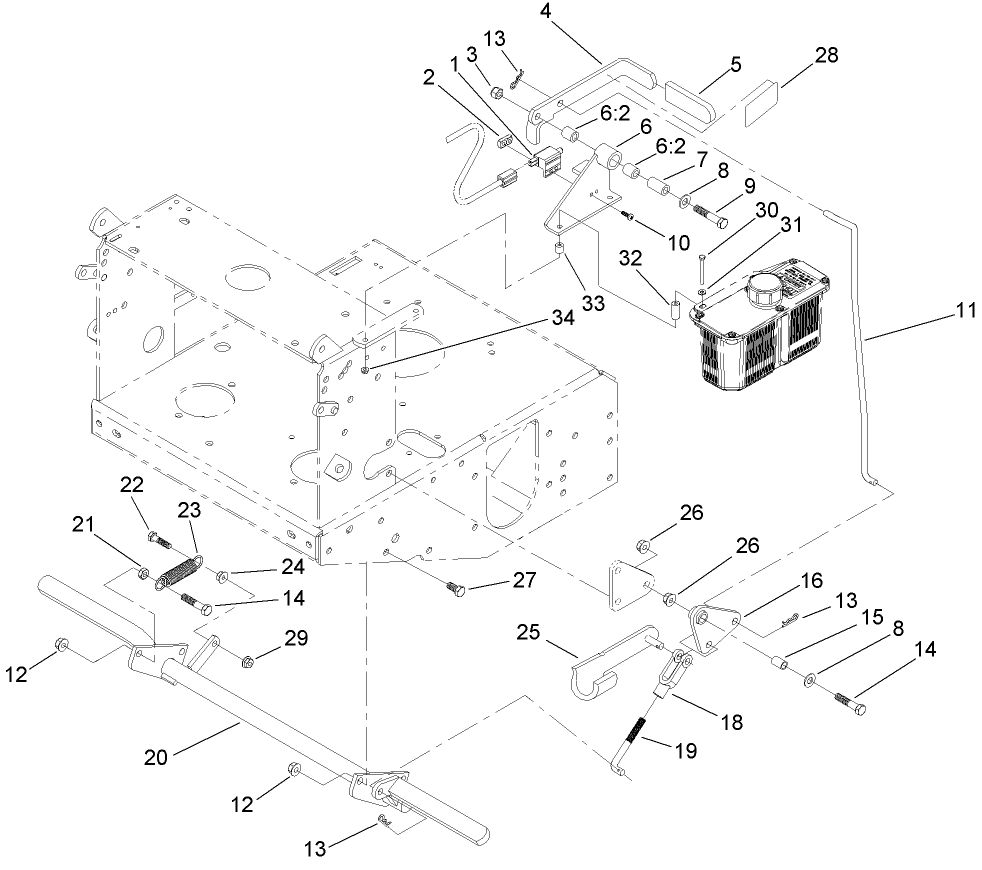 Parking Brake Assembly Diagram and Parts List for 39984 (280000001-280999999)(2008) Toro Lawn Mower