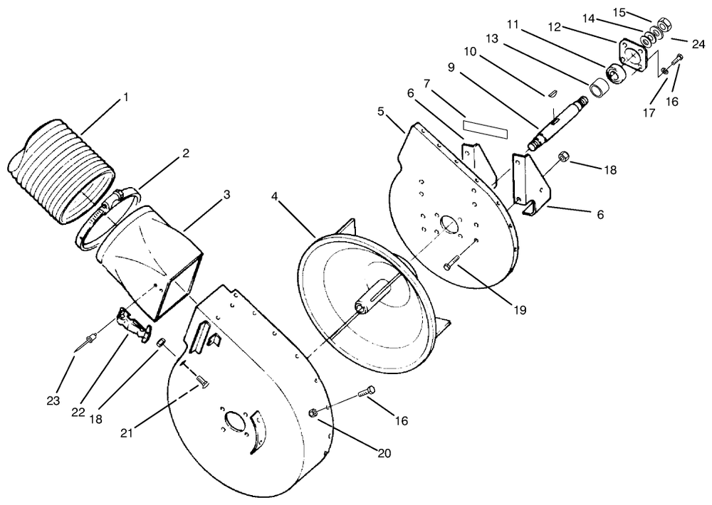 Blower Housing Assembly Diagram and Parts List for 79430 59000001 - 59999999 Toro Lawn Tractor